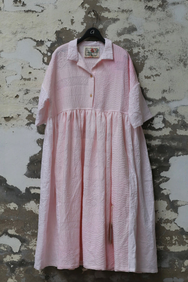 By Walid Backed Lace Dress Antique Fabric UK BW-140744W-PINK